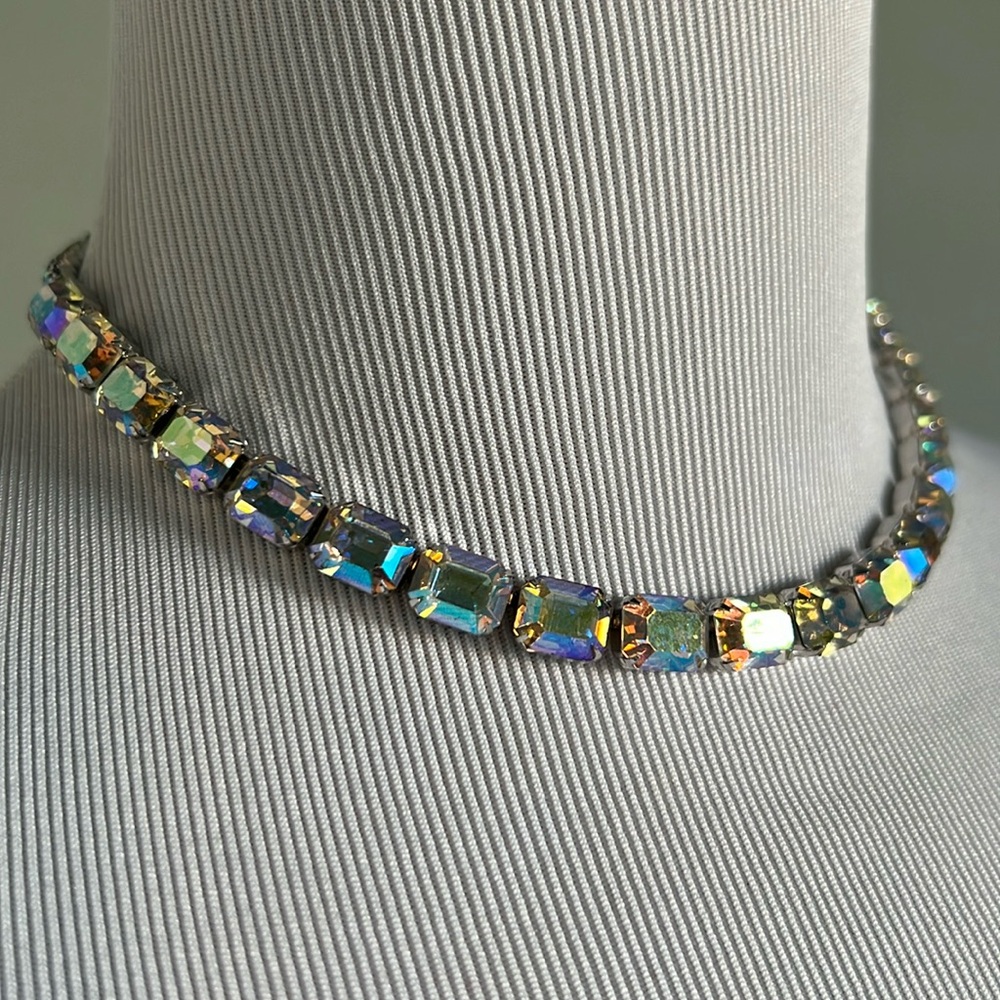 Rare Vintage Emerald Cut AB Weiss Choker Necklace
